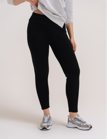 Legginsy damskie - Ocieplane legginsy damskie z wysokim stanem CZARNY - produkt 4