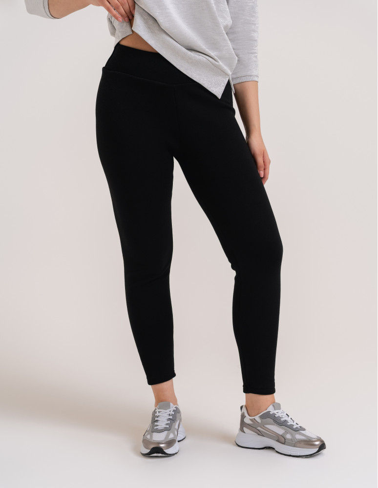 Legginsy damskie - Ocieplane legginsy damskie z wysokim stanem CZARNY - produkt moraj.pl 4