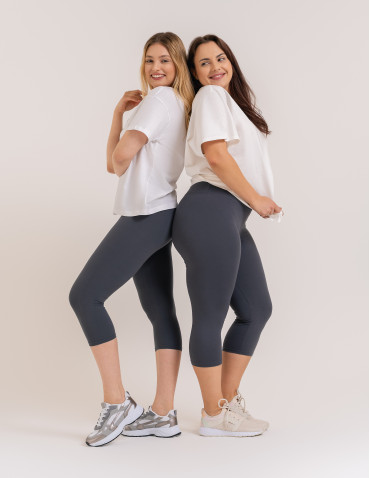 Legginsy damskie - Klasyczne legginsy 3/4 damskie peach touch SZARY - produkt 10