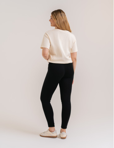 Legginsy damskie - Legginsy damskie z naszywką czarne CZARNY - produkt 5