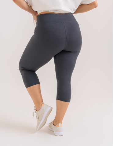 Legginsy damskie - Klasyczne legginsy 3/4 damskie plus size peach touch SZARY - produkt 1
