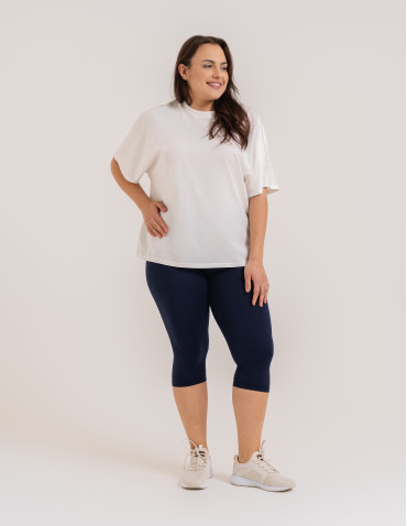 Legginsy damskie - Klasyczne legginsy 3/4 damskie plus size peach touch NAVY - produkt 1