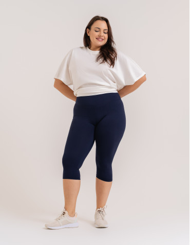 Legginsy damskie - Klasyczne legginsy 3/4 damskie plus size peach touch GRANATOWY - produkt 2