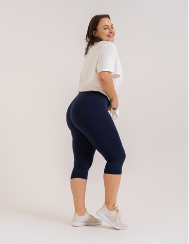 Legginsy damskie - Klasyczne legginsy 3/4 damskie plus size peach touch GRANATOWY - produkt 4