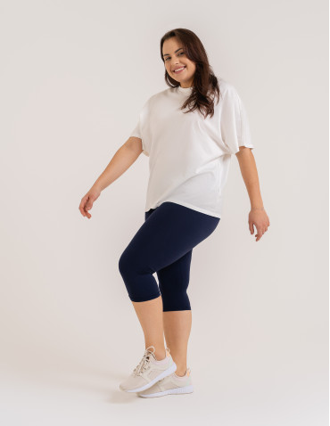 Legginsy damskie - Klasyczne legginsy 3/4 damskie plus size peach touch GRANATOWY - produkt 5