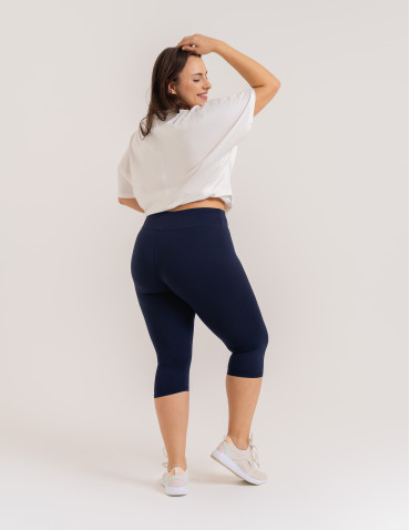 Legginsy damskie - Klasyczne legginsy 3/4 damskie plus size peach touch GRANATOWY - produkt 6