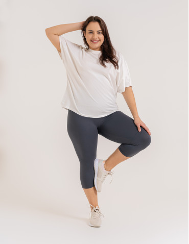 Legginsy damskie - Klasyczne legginsy 3/4 damskie plus size peach touch SZARY - produkt 3