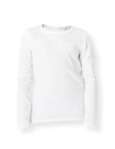 Bluzka dziecięca longsleeve bawełniana z długim rękawem - BIAŁY  - produkt 2