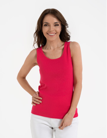 Koszulka damska na ramiączkach Tank-Top bawełniana - FUKSJA - produkt 2