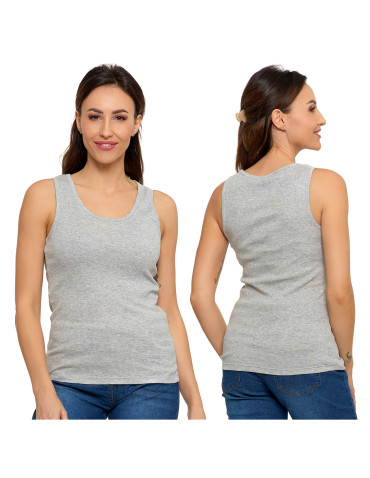 Koszulki i T-shirty - Koszulka damska na ramiączkach Tank-Top bawełniana JASNY SZARY - produkt 8