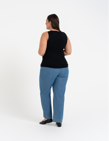 Koszulki i T-shirty - Koszulka damska na ramiączkach Tank-Top bawełniana Plus Size CZARNY - produkt 4