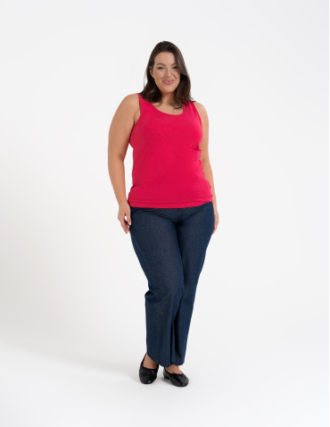 Koszulki i T-shirty - Koszulka damska na ramiączkach Tank-Top bawełniana Plus Size FUKSJA - produkt 5