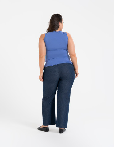 Koszulki i T-shirty - Koszulka damska na ramiączkach Tank-Top bawełniana Plus Size NIEBIESKI - produkt 4