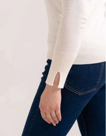 Sweter damski miękki w dotyku z wiskozy klasyczny bez wzoru  - produkt 2
