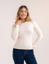 Sweter damski miękki w dotyku z wiskozy klasyczny bez wzoru BIAŁY