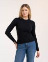 Sweter damski miękki w dotyku z wiskozy klasyczny bez wzoru CZARNY