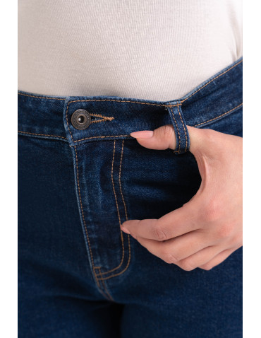 Spodnie damskie - Damskie spodnie jeansowe mom fit GRANATOWY - produkt 3