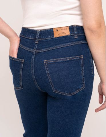 Spodnie damskie - Damskie spodnie jeansowe mom fit GRANATOWY - produkt 5