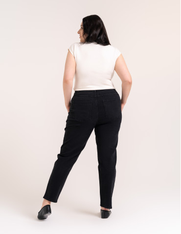 Spodnie damskie - Damskie spodnie jeansowe mom fit CZARNY - produkt 10