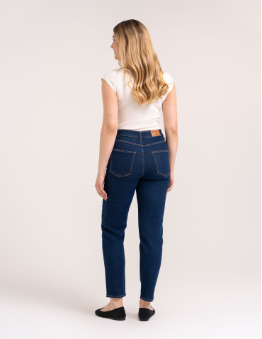 Spodnie damskie - Damskie spodnie jeansowe mom fit GRANATOWY - produkt 7