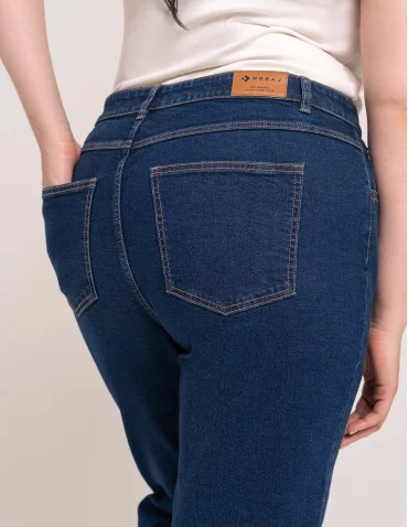 Damskie spodnie jeansowe mom fit - GRANATOWY - produkt 2
