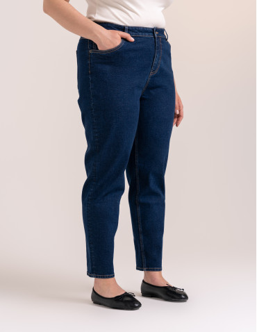 Spodnie damskie - Damskie spodnie jeansowe mom fit GRANATOWY - produkt 13