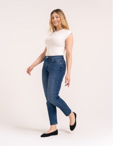 Spodnie damskie - Damskie spodnie jeansowe mom fit NIEBIESKI - produkt 19