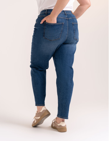 Spodnie damskie - Damskie spodnie jeansowe mom fit NIEBIESKI - produkt 21