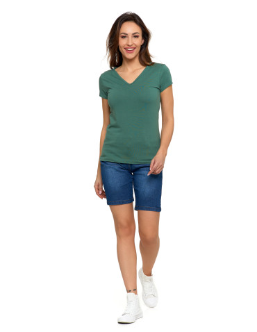 T-shirt damski bawełniany z dekoltem V