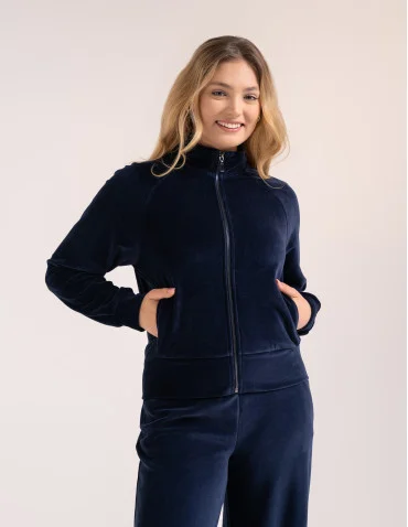 Bluza damska welurowa na zamek z bawełny