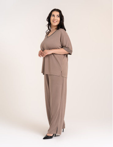Nowości - Spodnie wiskozowe miękkie wygodne i eleganckie BEŻOWY - produkt 8
