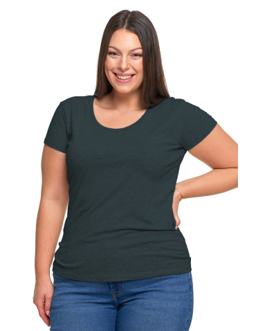 Koszulki i T-shirty - T-shirt damski z okrągłym dekoltem plus size GRAFITOWY - produkt 1