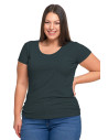 T-shirt damski z okrągłym dekoltem plus size GRAFITOWY