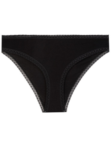 Nowości - Majtki damskie figi bikini wiskozowe wykończone koronkową lamówką 3-pak WIELOKOLOROWY - produkt 3
