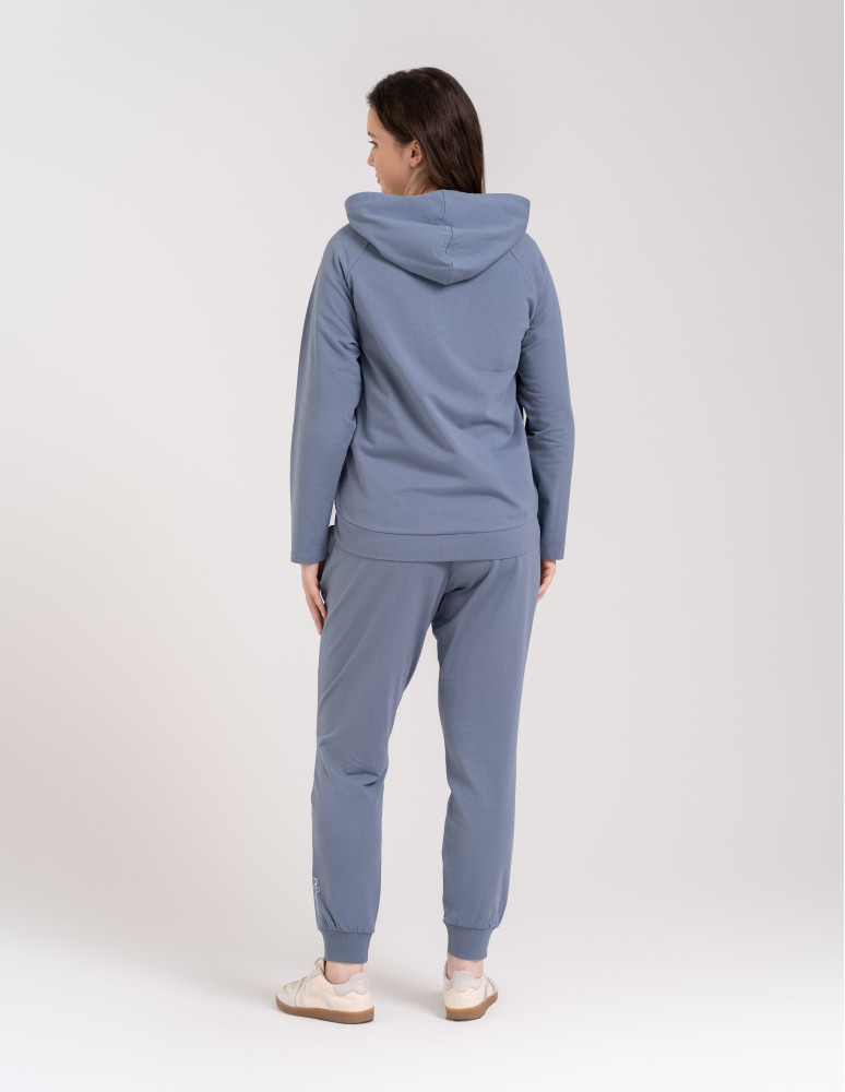 Bluzy damskie - Bluza dresowa damska na zamek z kapturem luźna GRAFIT  - produkt moraj.pl 14