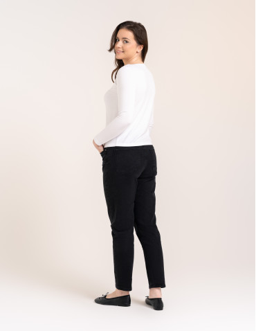 Bluzki z długim rękawem - Bluzka damska z wiskozy długi rękaw miękka w dotyku longsleeve BIAŁY - produkt 3