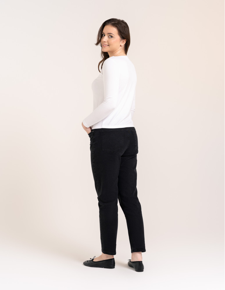 Bluzki z długim rękawem - Bluzka damska z wiskozy długi rękaw miękka w dotyku longsleeve BIAŁY - produkt moraj.pl 3