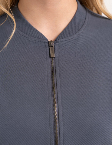 Bluzy damskie - Wygodna bluza damska rozpinana z dzianiny lacoste z kieszeniami GRAFITOWY - produkt 6