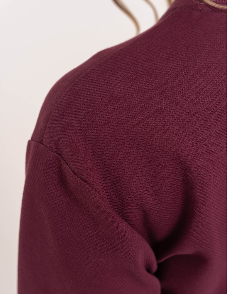 Bluzy damskie - Wygodna bluza damska rozpinana z dzianiny lacoste z kieszeniami BORDOWY - produkt moraj.pl 7