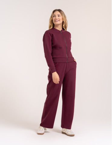 Bluzy damskie - Wygodna bluza damska rozpinana z dzianiny lacoste z kieszeniami BORDOWY - produkt 11