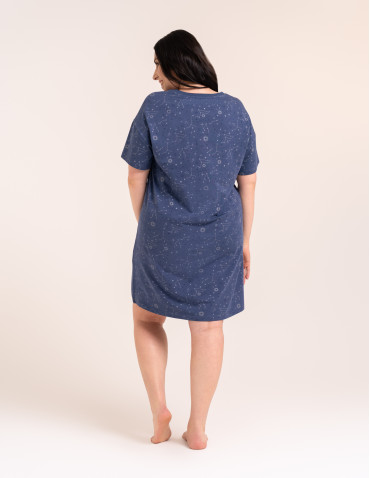Koszule nocne z krótkim rękawem - Przewiewna koszula damska do spania z krótkim rękawem wygodna JEANS - produkt 8