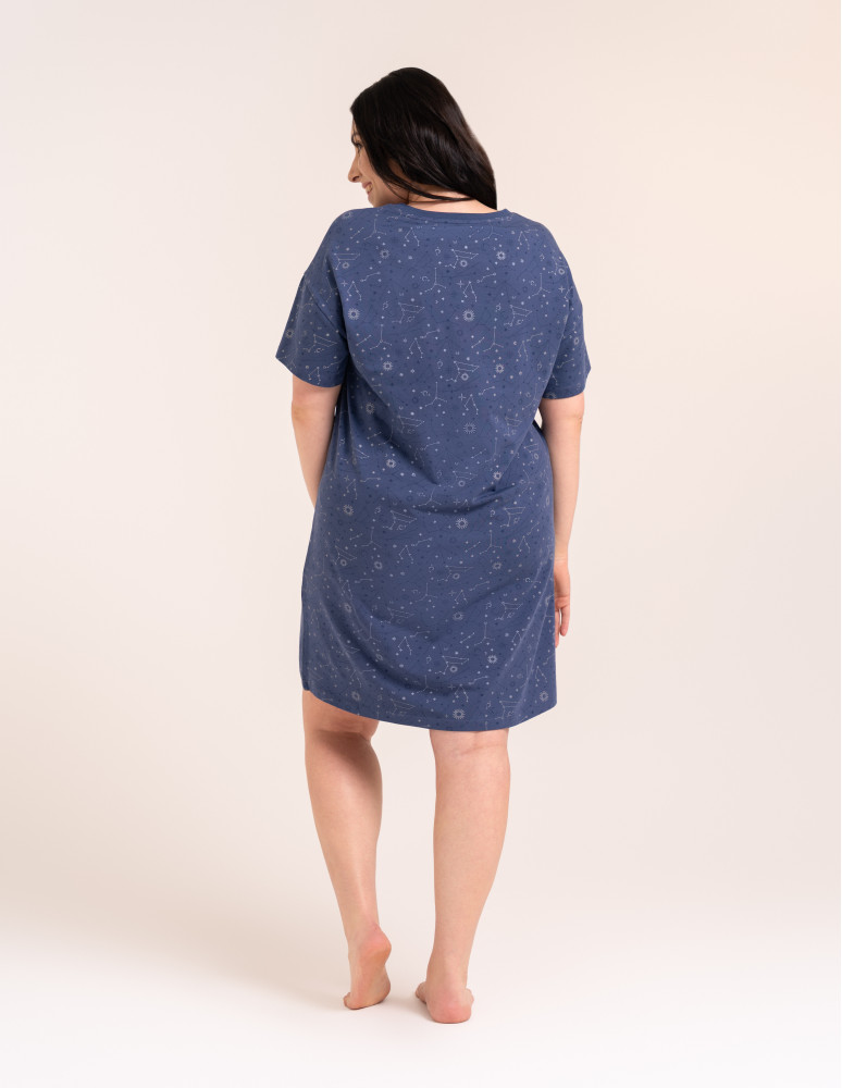 Koszule nocne z krótkim rękawem - Przewiewna koszula damska do spania z krótkim rękawem wygodna JEANS  - produkt moraj.pl 8