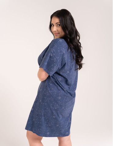 Koszule nocne z krótkim rękawem - Przewiewna koszula damska do spania z krótkim rękawem wygodna JEANS - produkt 6