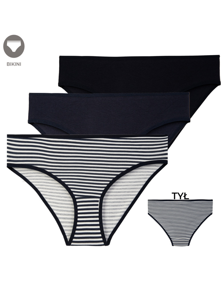 Zestaw komfortowych fig damskich bawełniany komplet bikini 3-pak WIELOKOLOROWY
