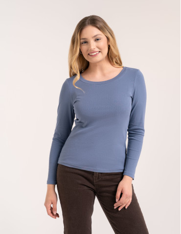 Bluzki i koszule - Damska bluzka z długim rękawem bawełniana JEANS - produkt 2
