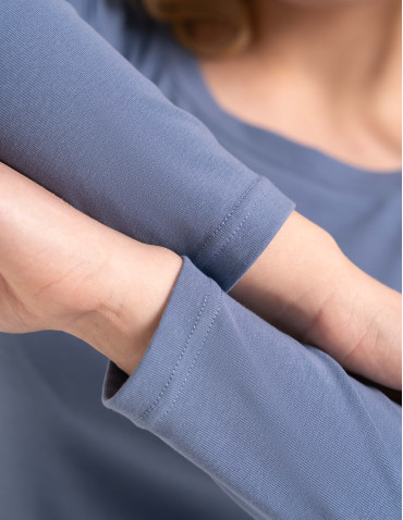 Bluzki i koszule - Damska bluzka z długim rękawem bawełniana JEANS - produkt 3