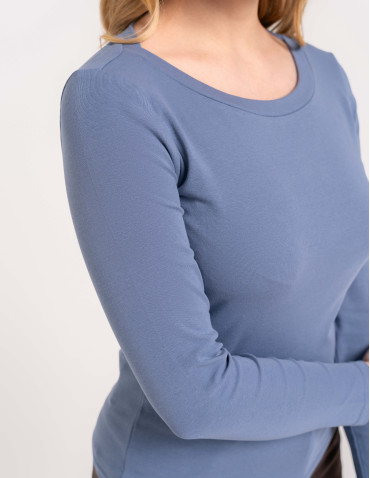 Bluzki i koszule - Damska bluzka z długim rękawem bawełniana JEANS - produkt 4