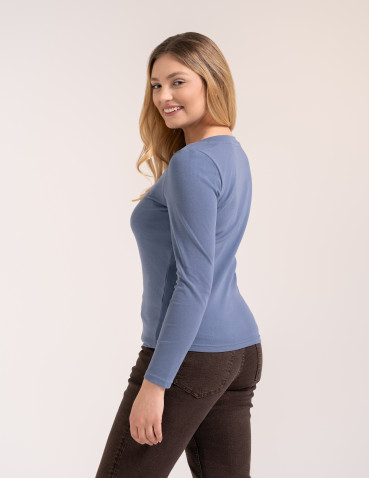 Bluzki i koszule - Damska bluzka z długim rękawem bawełniana JEANS - produkt 6