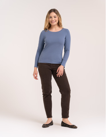 Bluzki i koszule - Damska bluzka z długim rękawem bawełniana JEANS - produkt 8