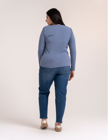 Bluzki i koszule - Damska bluzka z długim rękawem bawełniana JEANS - produkt 9